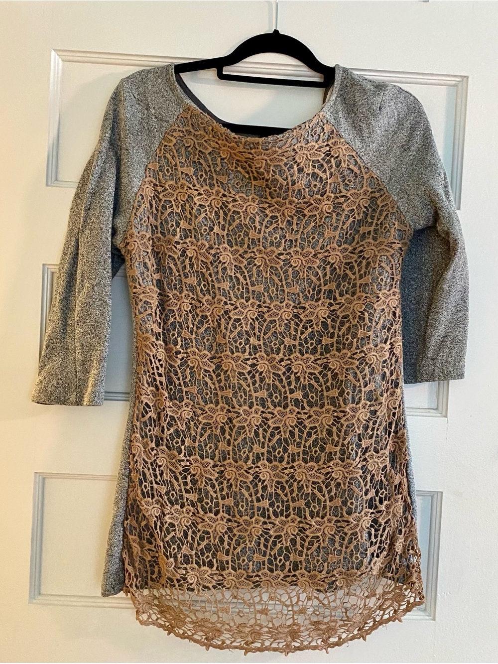 Anthropologie Lace Overlay Tunic Top